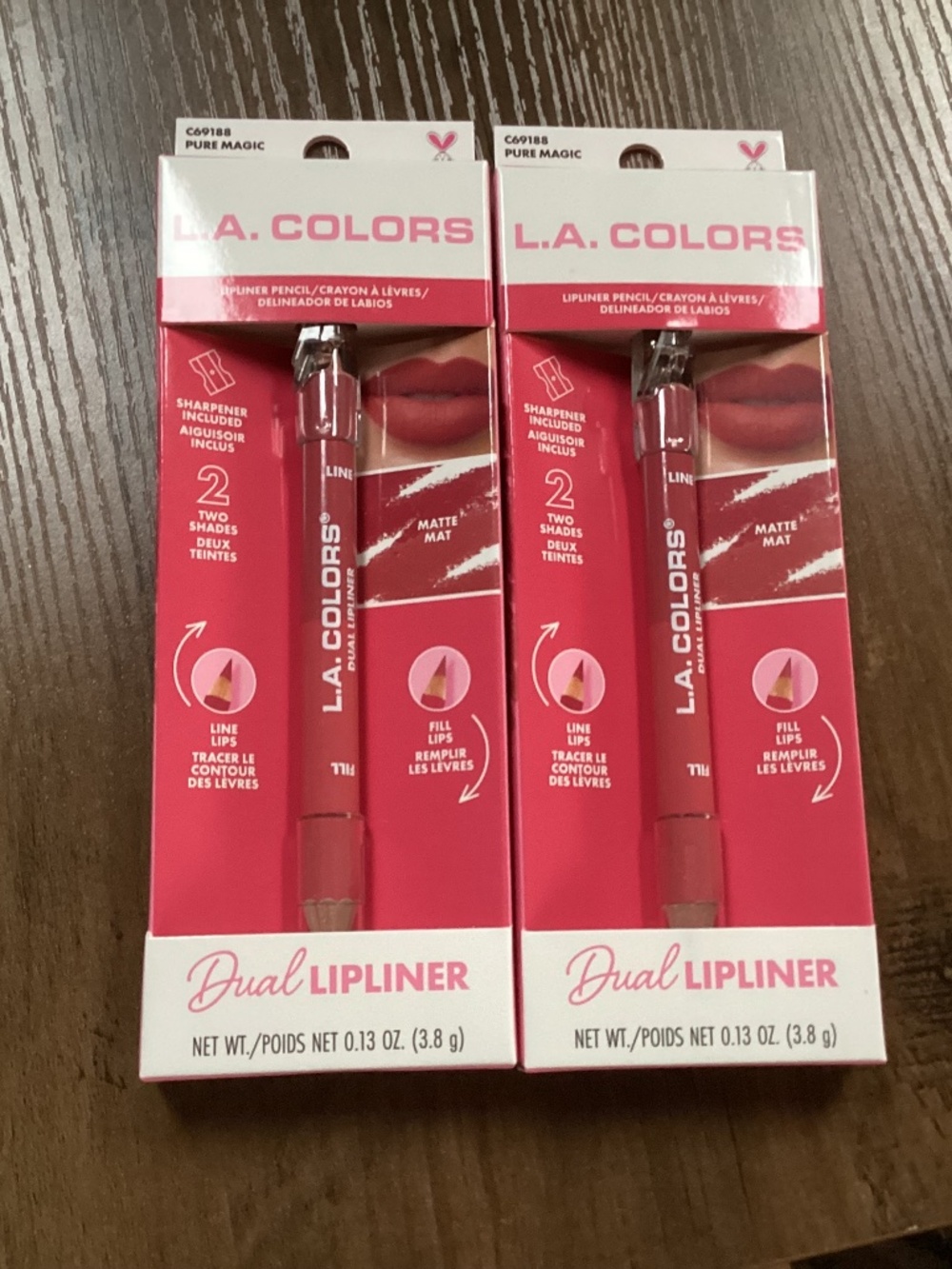 L.A. COLORS Dual Lip Liner Pencil - Pure Magic Bundle 2-pack New